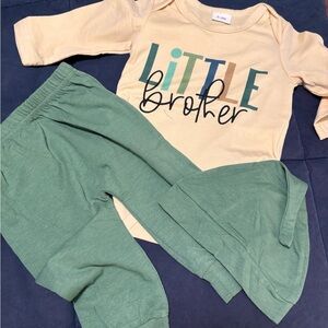 Little Brother Kids Outfit Set - Cream and Green